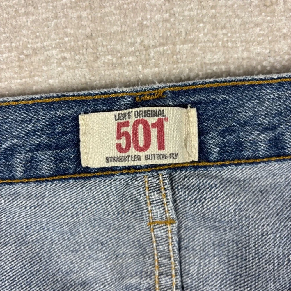 Levis 501 Mens Straight Leg Button Fly Medium Wash Denim Jeans 36x36
